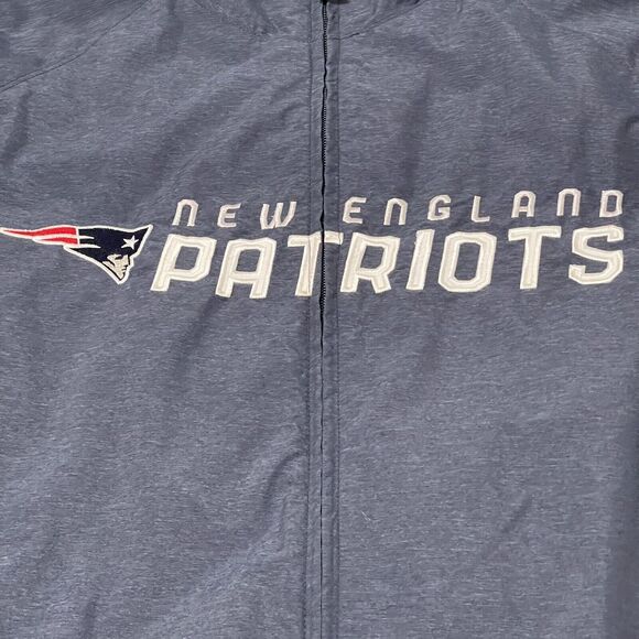 New England Patriots Jacket Men Large Gray Reebok NFL OnField Zip Windbreaker - Picture 2 of 13